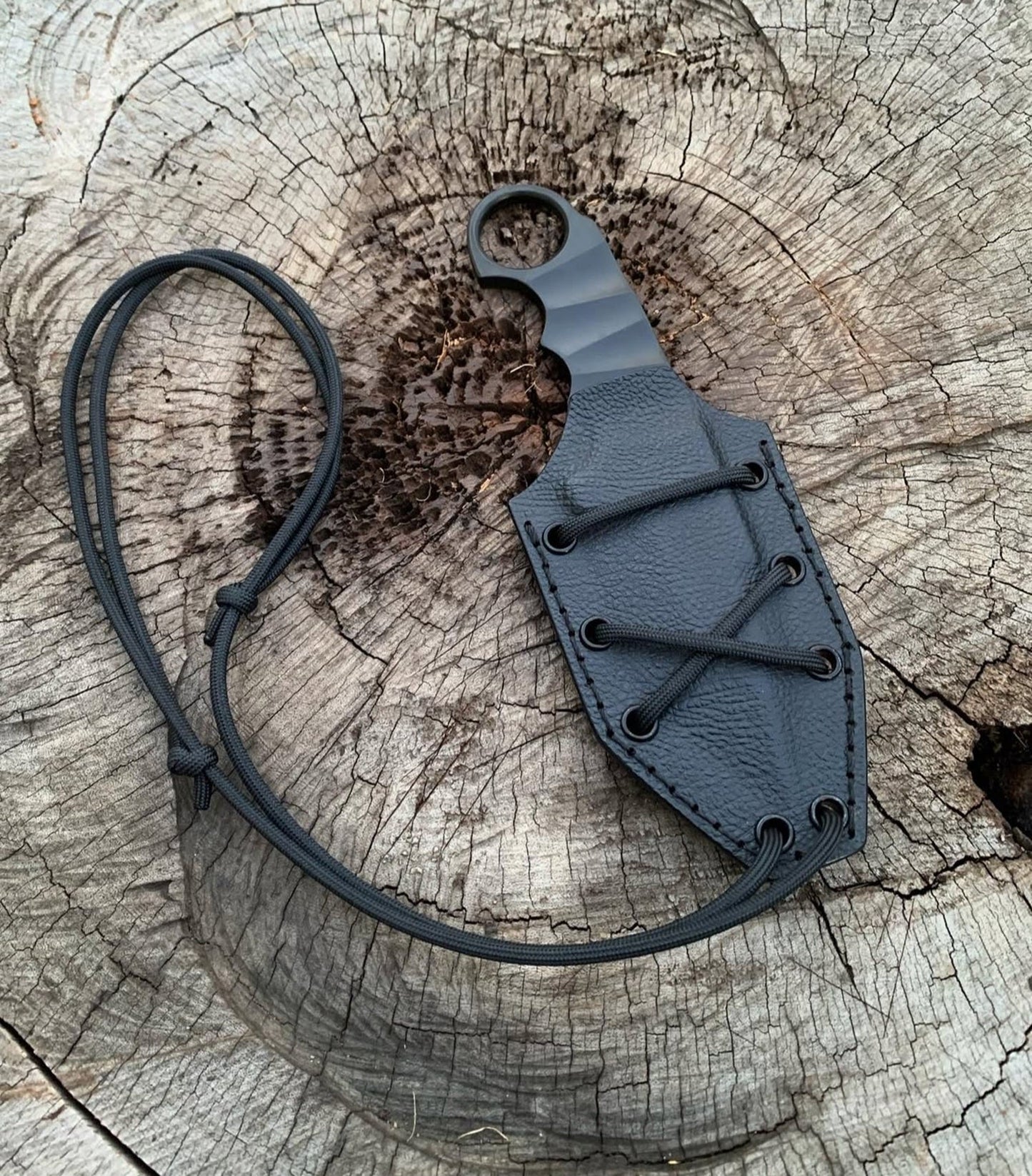 Tactical Neck Knife Full Tang | Black Ring Blade with Sheath – UBR Series Unique Blades Runner