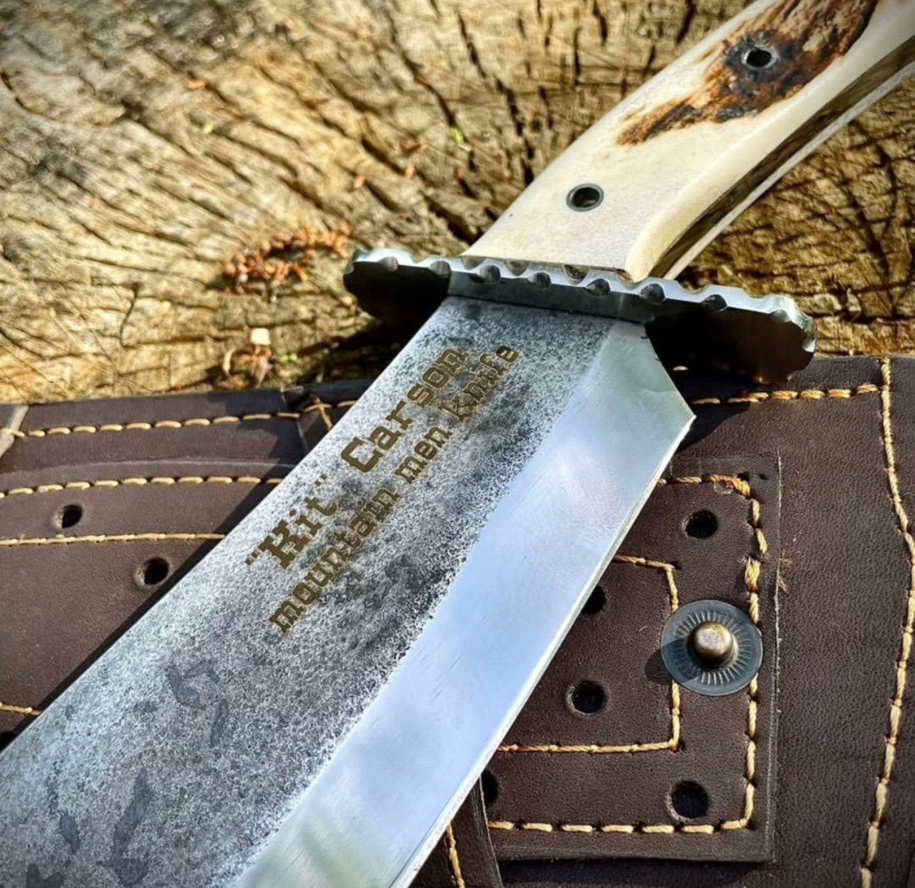 Mountain Bowie Knife | High Carbon Steel Hunting Knife with Stag Horn Handle Unique Blades Runner