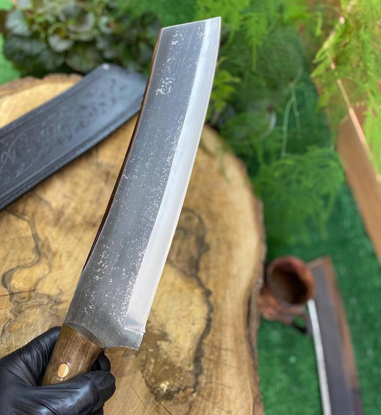 Handmade High Carbon Steel Chopper Machete Set with Wood Handle & Sheath Unique Blades Runner