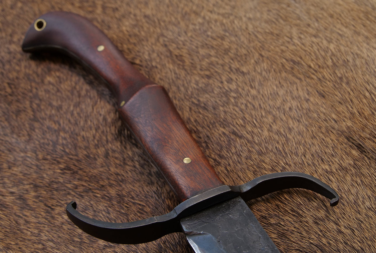 Handmade Arkansas Toothpick Bowie Knife With Wood Handle & Leather Sheath Unique Blades Runner