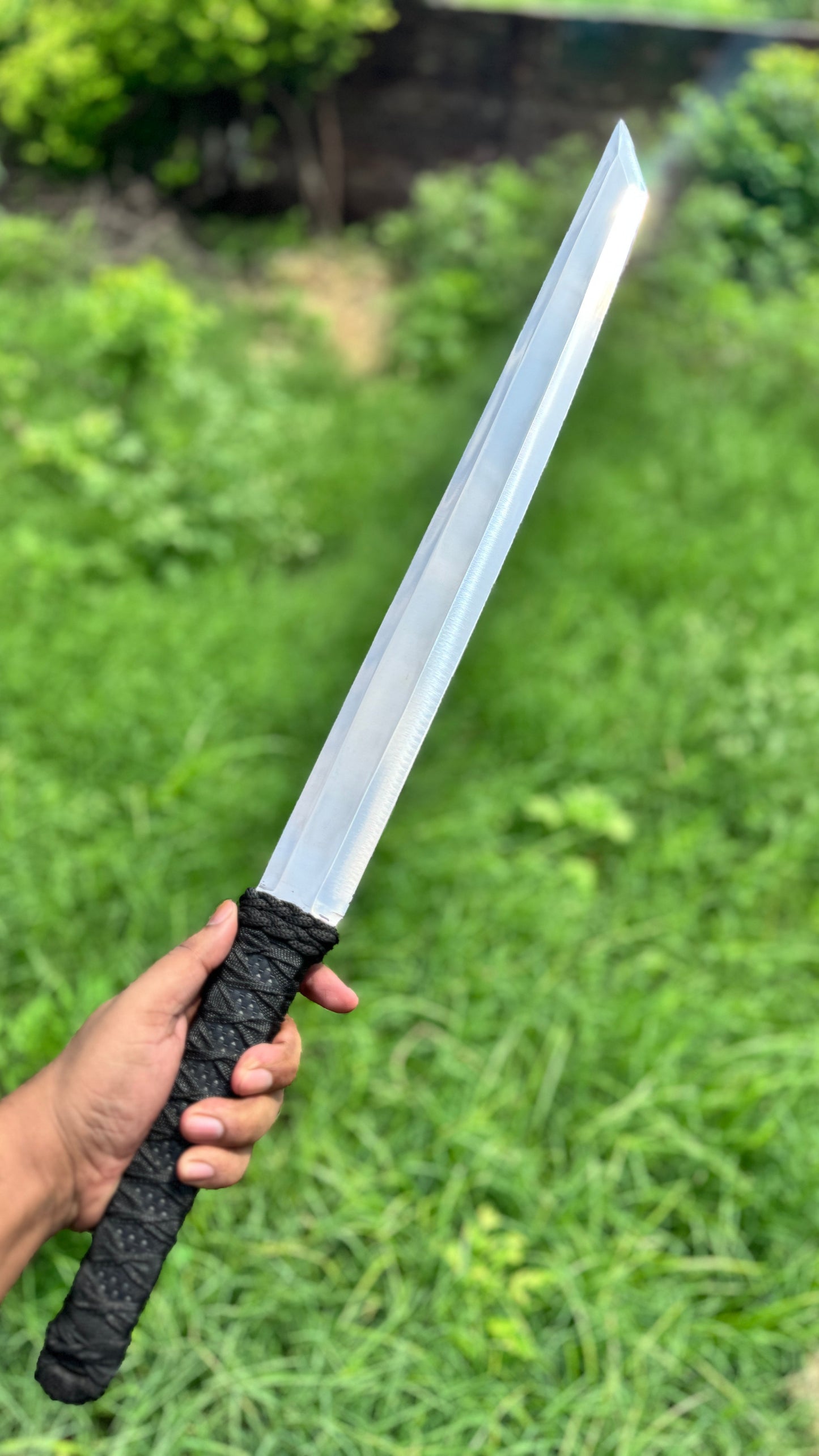 Japanese Tanto Sword Hand-Forged Carbon Steel Blade with Black Wrapped Handle Unique Blades Runner