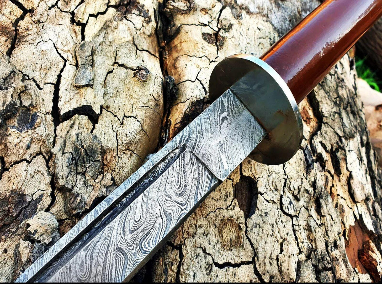 Handmade Damascus Steel Katana Sword with Wood Scabbard – Samurai Style Blade Unique Blades Runner