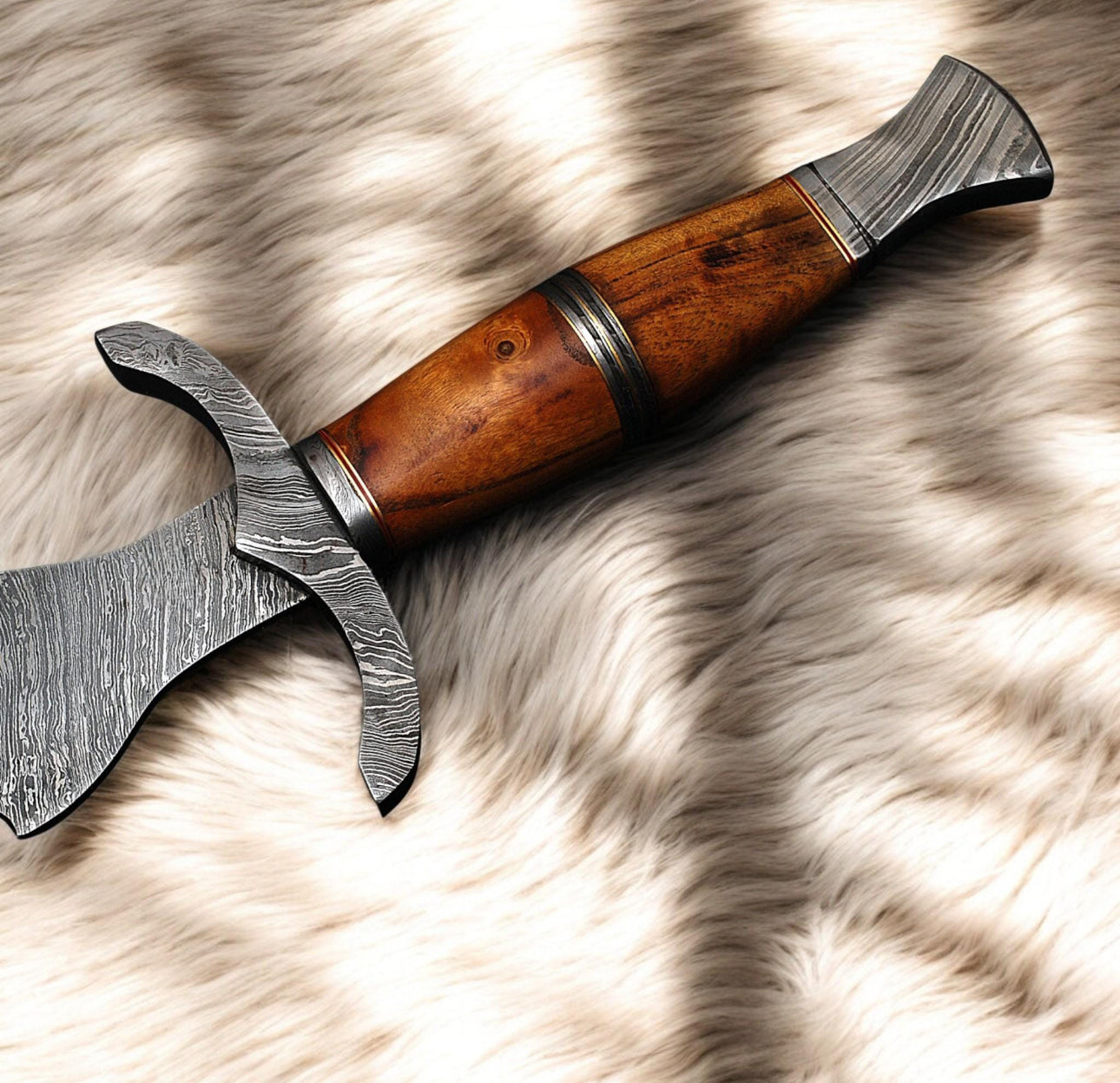 Fantasy Sword - Damascus Steel Blade With Leather Sheath Unique Blades Runner