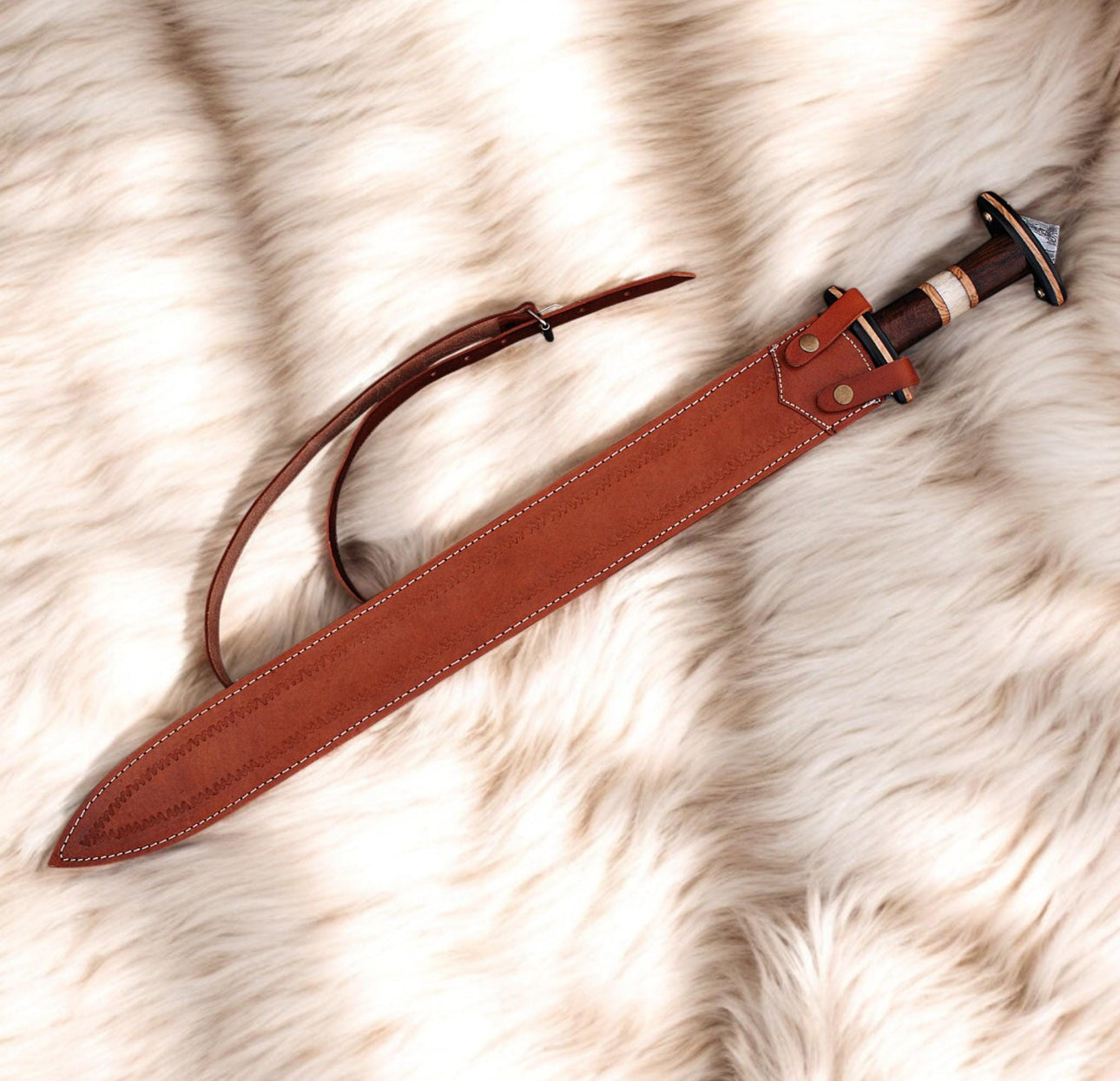 Custom Handmade Damascus Steel Viking Sword with Exotic Wood Handle Unique Blades Runner