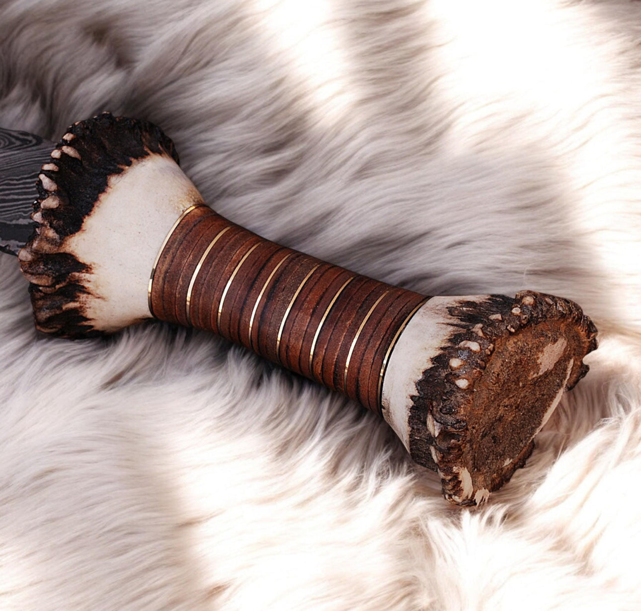 Damascus Steel Viking Sword Custom Handmade with Stag Horn Handle Unique Blades Runner