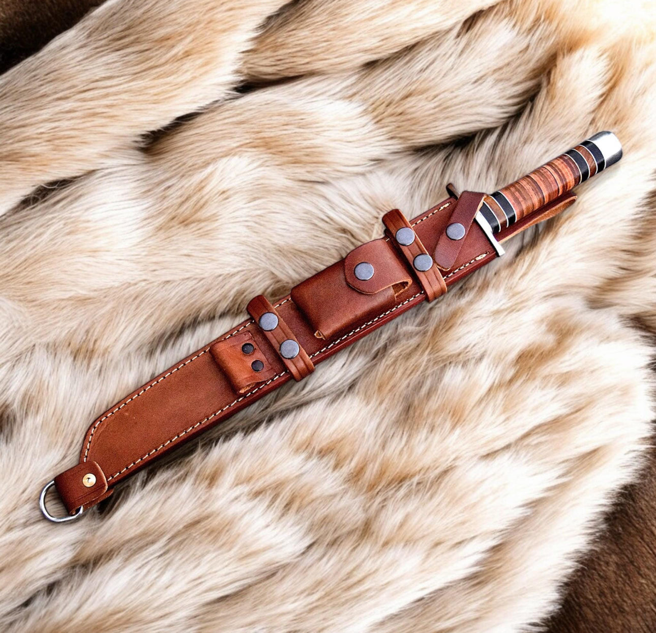 Tanto Sword - Stainless Steel Blade With Stacked Leather Handle Unique Blades Runner