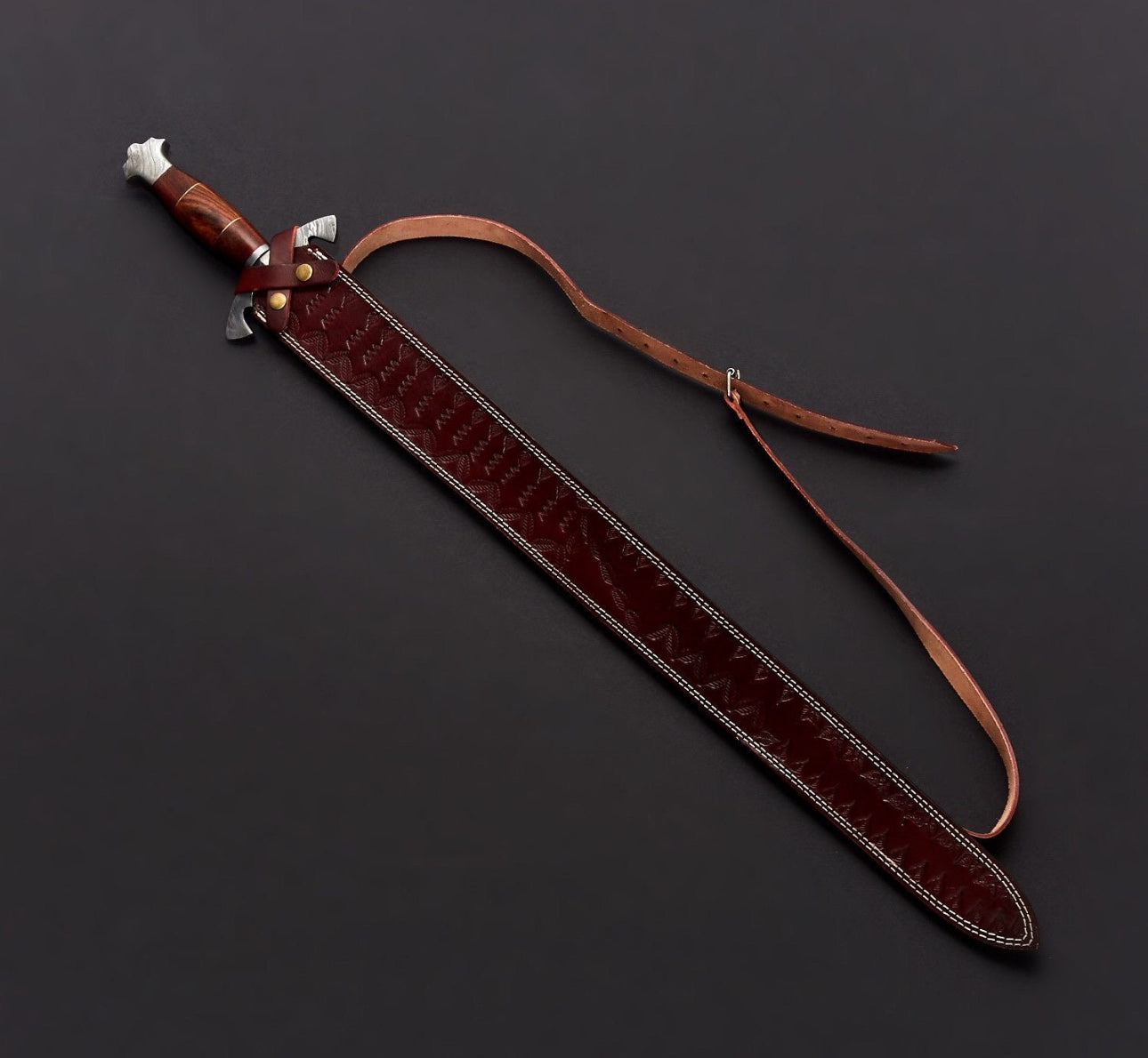 Handmade Damascus Steel Sword 36" – Full Tang Medieval Blade with Rosewood Handle Unique Blades Runner