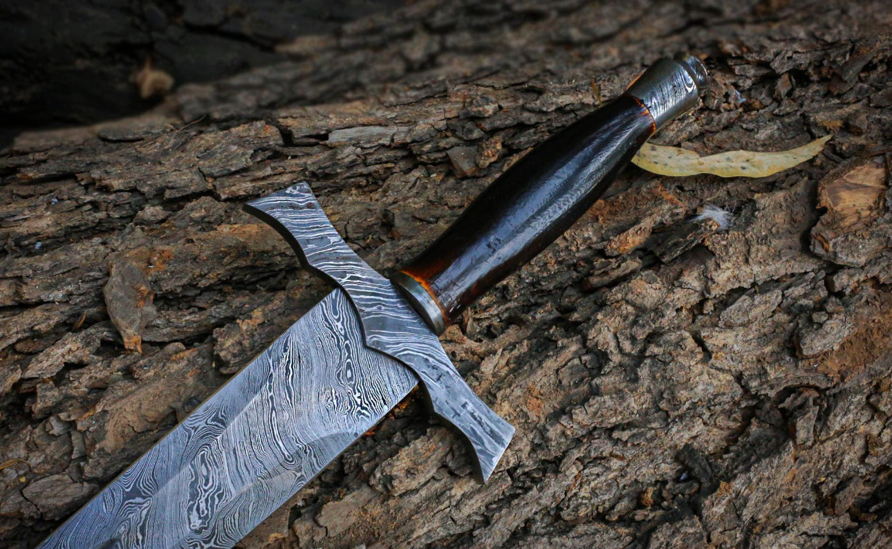 Custom Handmade Damascus Steel Fantasy Longsword with Leather Sheath Unique Blades Runner