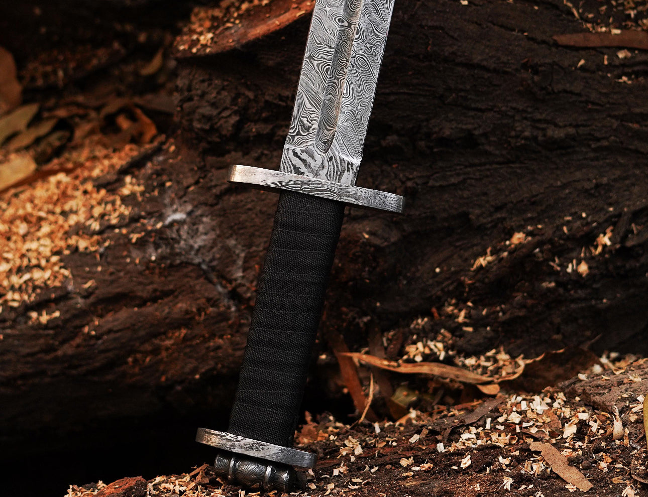 Handmade Norse Viking Sword | Damascus Steel | Full Tang | Leather Sheath Unique Blades Runner