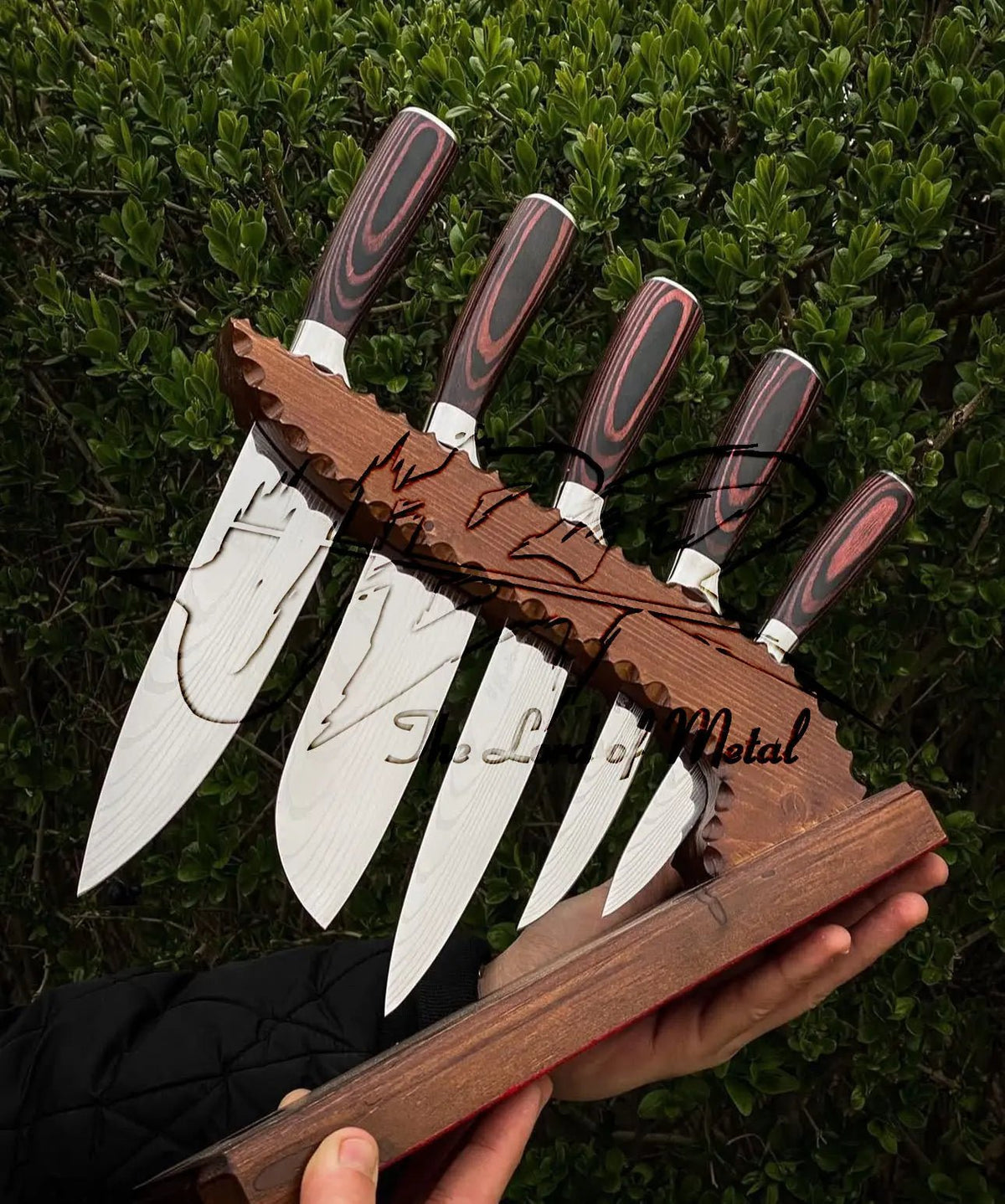 Professional D2 Tool Steel Chef Knife Set with Wood Block – Best Gift - Unique Blades Runner
