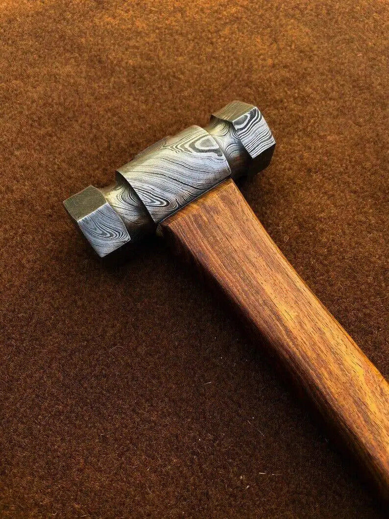 Custom Handmade Damascus Steel Functional Hammer – Unique Collectible Hammer with Cover Unique Blades Runner