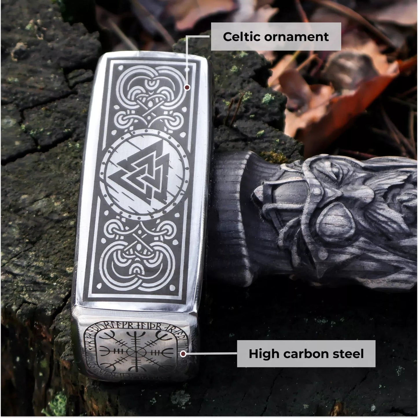 Viking Hammer Valknut Odin Hand Forged Carbon Steel Norse Mythology 13.3 Unique Blades Runner