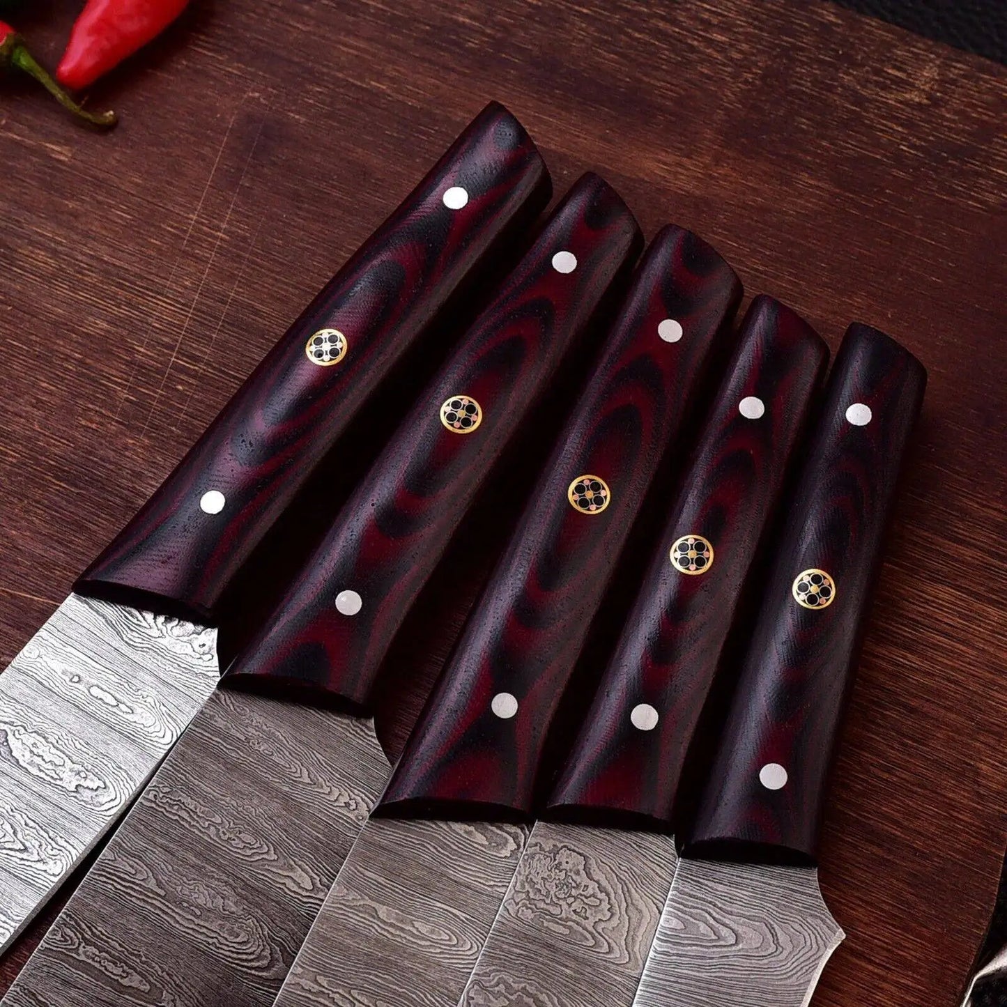 Handmade Damascus Steel Chef Knife Set with Micarta Handle – Full Tang Blades Unique Blades Runner