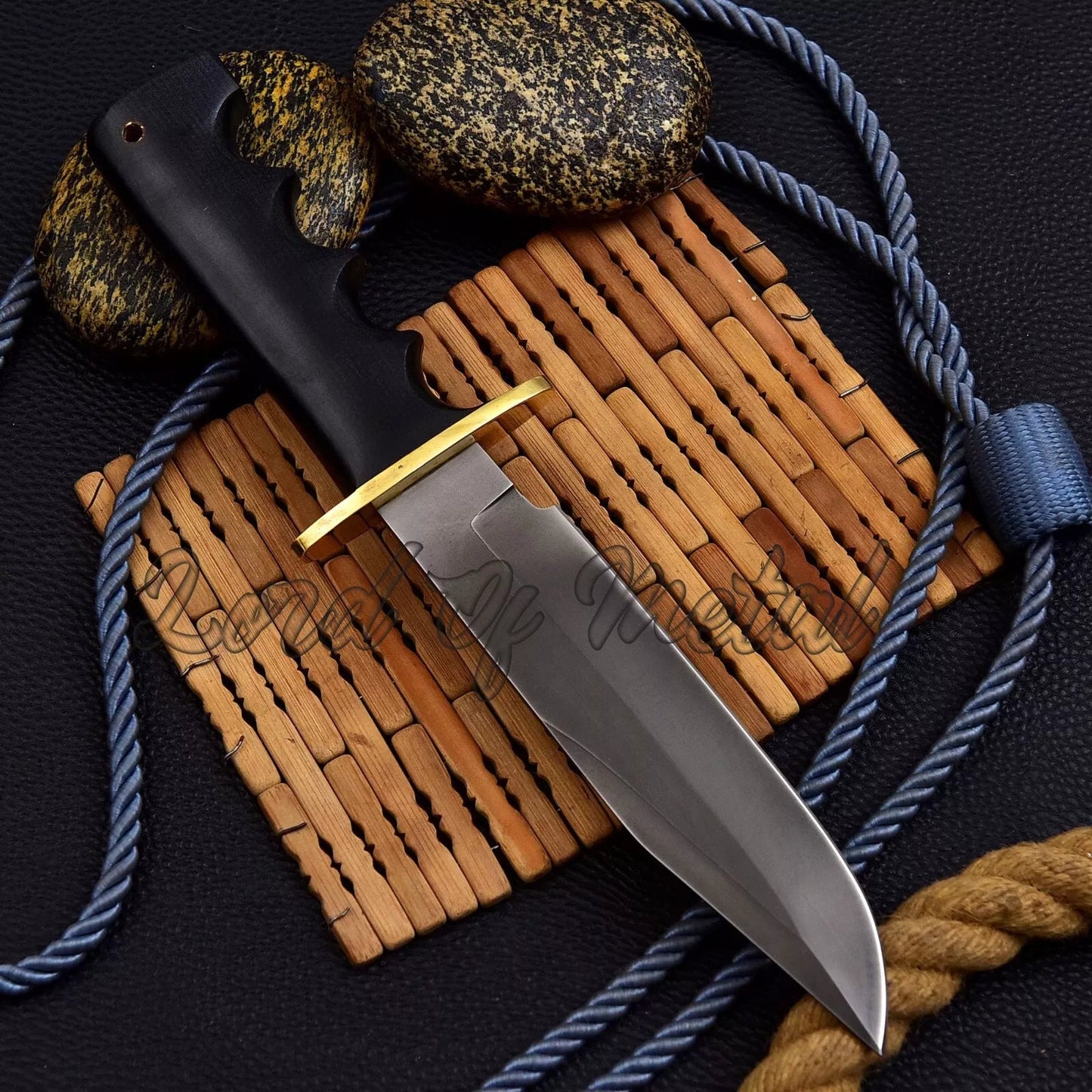 Randall Bowie Knife – D2 Steel Black Micarta Survival Hunting Knife with Sheath Unique Blades Runner