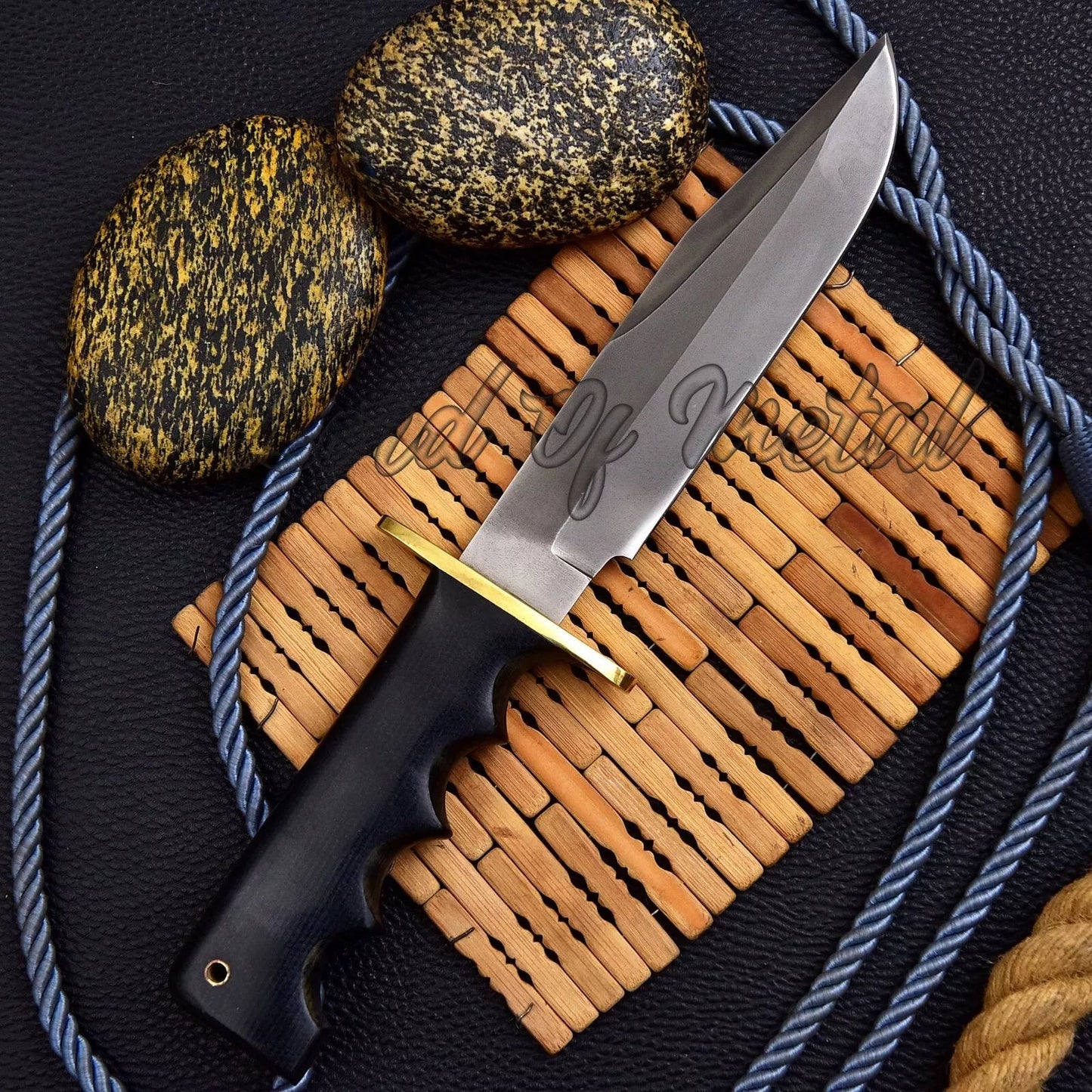 Randall Bowie Knife – D2 Steel Black Micarta Survival Hunting Knife with Sheath Unique Blades Runner