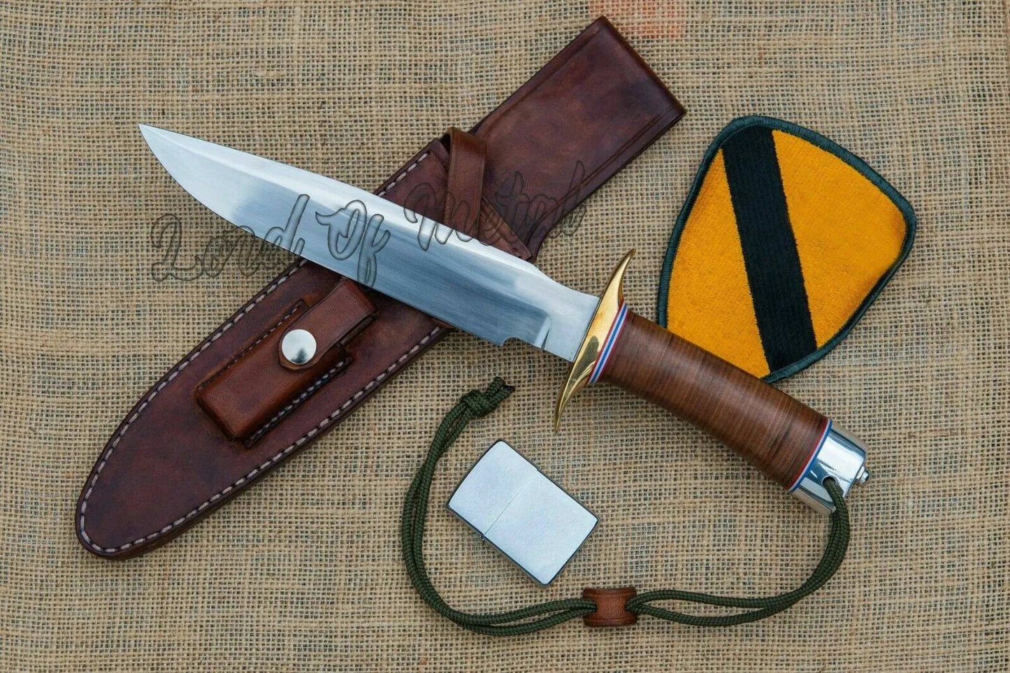 WW2 Randall Knife – Handmade D2 Steel Full Tang Hunting Knife with Leather Sheath Unique Blades Runner