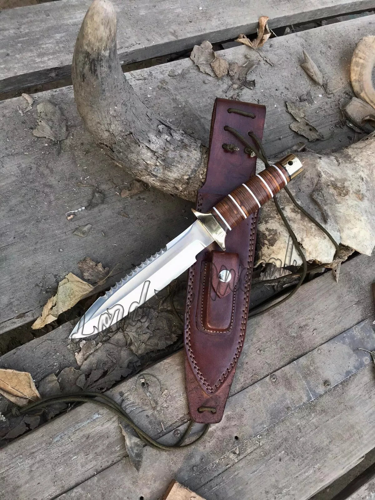 Best SOG Knife – Handmade D2 Steel Hunting Knife Stacked Leather Handle with Sheath Unique Blades Runner