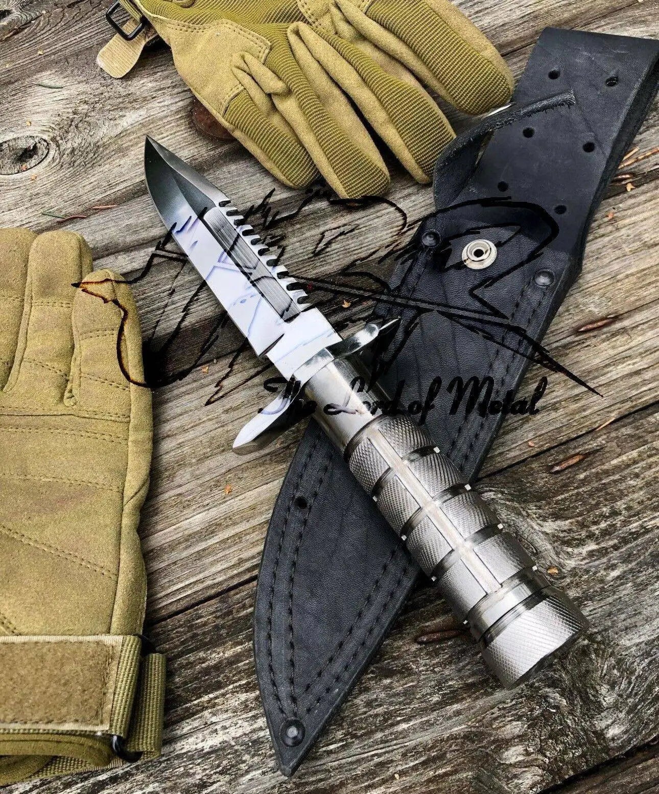Custom D2 Tool Steel Hunting Commando Knife with Leather Sheath – UBR Handmade Unique Blades Runner