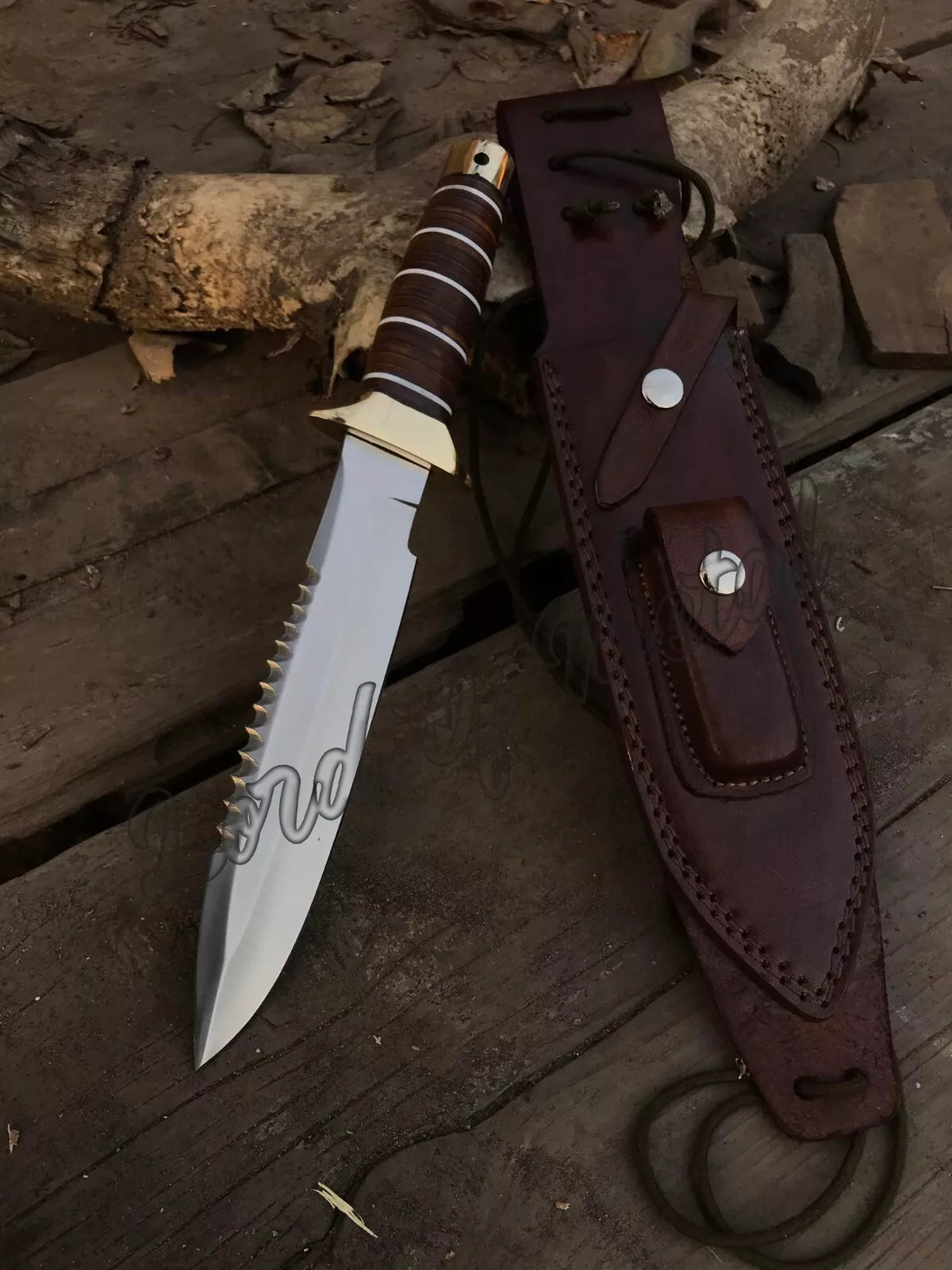 Best SOG Knife – Handmade D2 Steel Hunting Knife Stacked Leather Handle with Sheath Unique Blades Runner