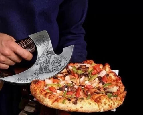 Handmade Viking Style Pizza Cutter Axe | Best Pizza Cutter | Perfect Gift for Easter, Birthdays & Anniversaries | Includes Leather Sheath Unique Blades Runner