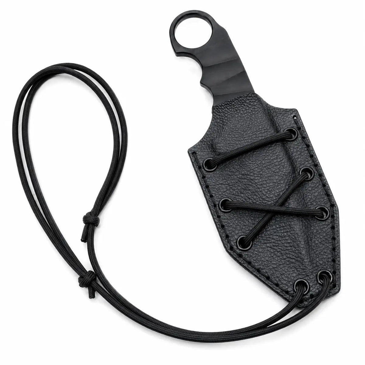Tactical Neck Knife Full Tang | Black Ring Blade with Sheath - Unique Blades Runner