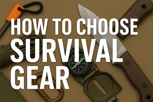 A graphic layout with survival gear and bold text overlay