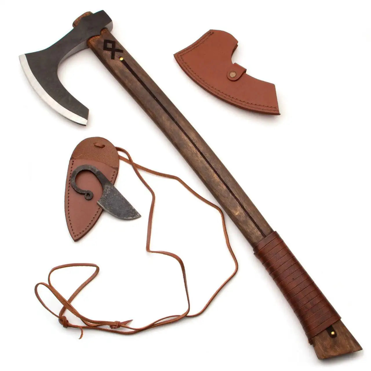 Othala Viking Bearded Axe Handmade Carbon Steel with Sheath & Free Gift Box Unique Blades Runner