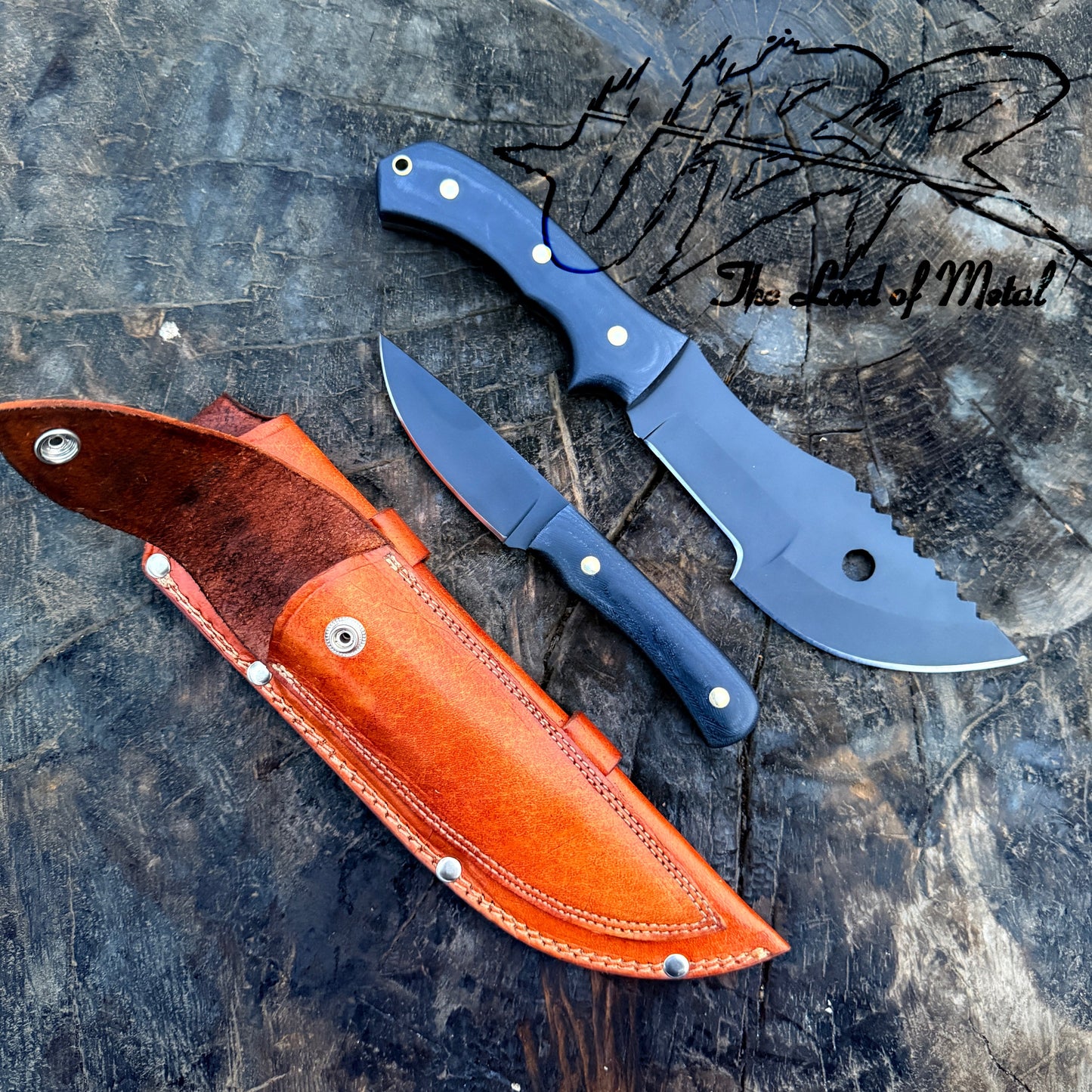 Full Tang Tracker Knife – Curved Blade with Black Micarta Handle Unique Blades Runner