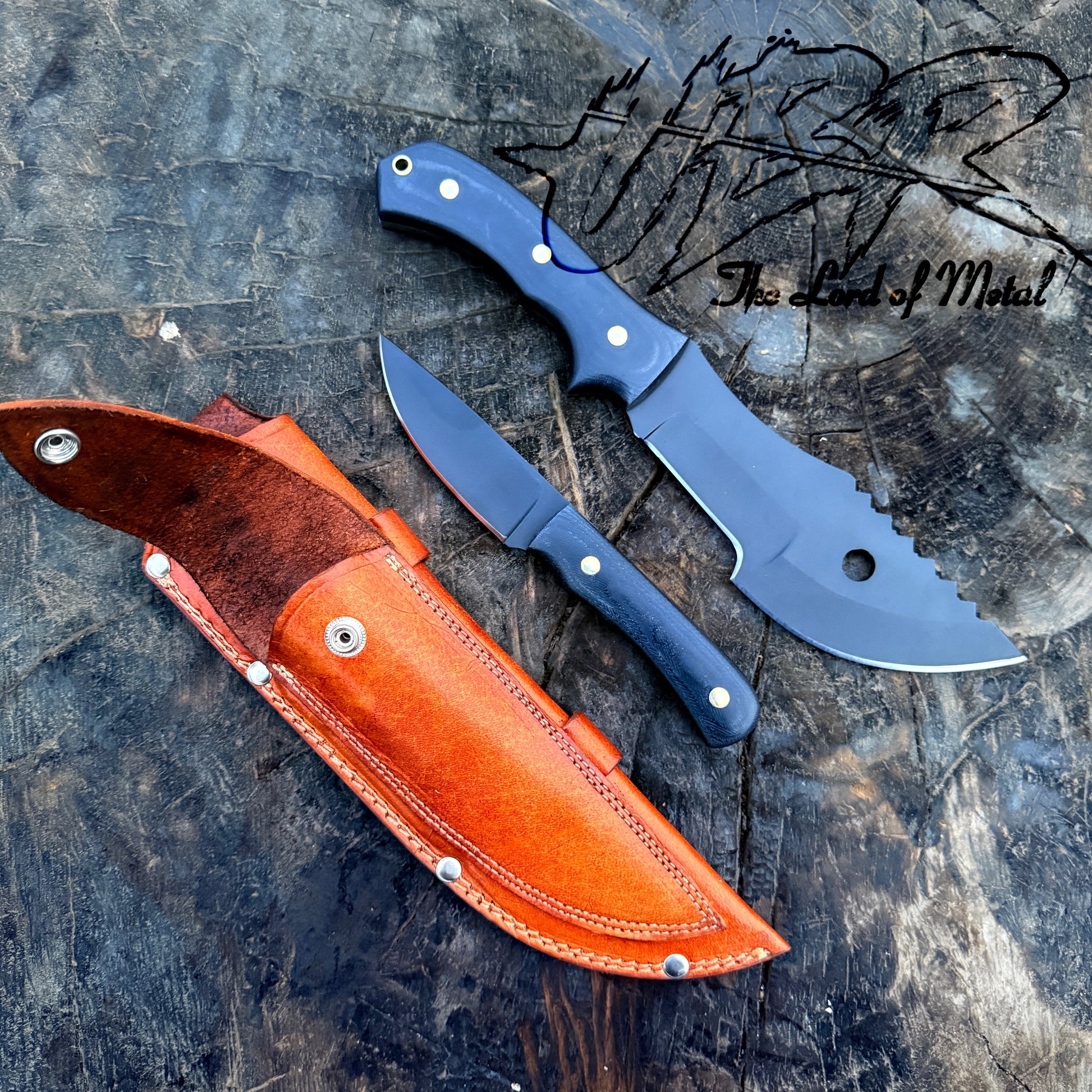 Full Tang Tracker Knife – Curved Blade with Black Micarta Handle Unique Blades Runner