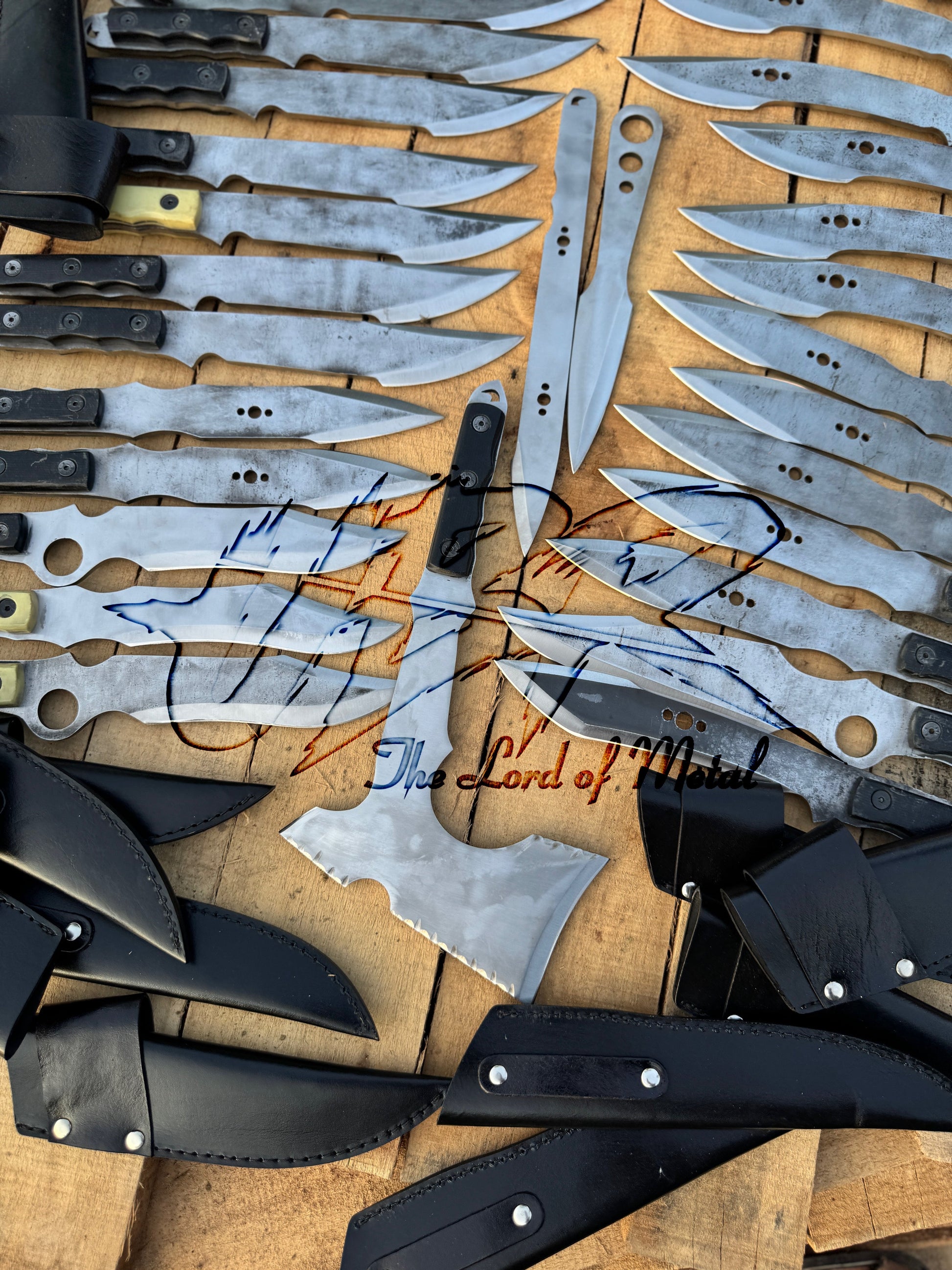 Bulk Handmade Best Throwing Knives Set with Leather Sheaths / 35 Blade Assortment Unique Blades Runner