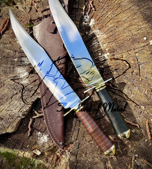 Stainless Steel Big Bowie Knife Set of 2 – Mirror Polish, Micarta Handle Unique Blades Runner