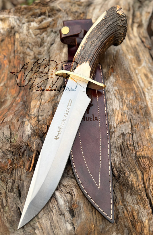 Muela Magnum Bowie Knife – Stag Antler Handle with Leather Sheath Unique Blades Runner