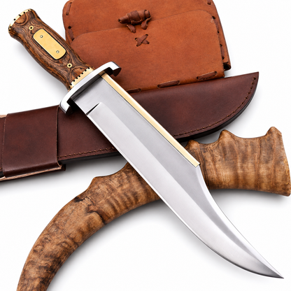 Iron Mistress Bowie Knife – Handmade Large Fixed Blade with Wood Handle Unique Blades Runner