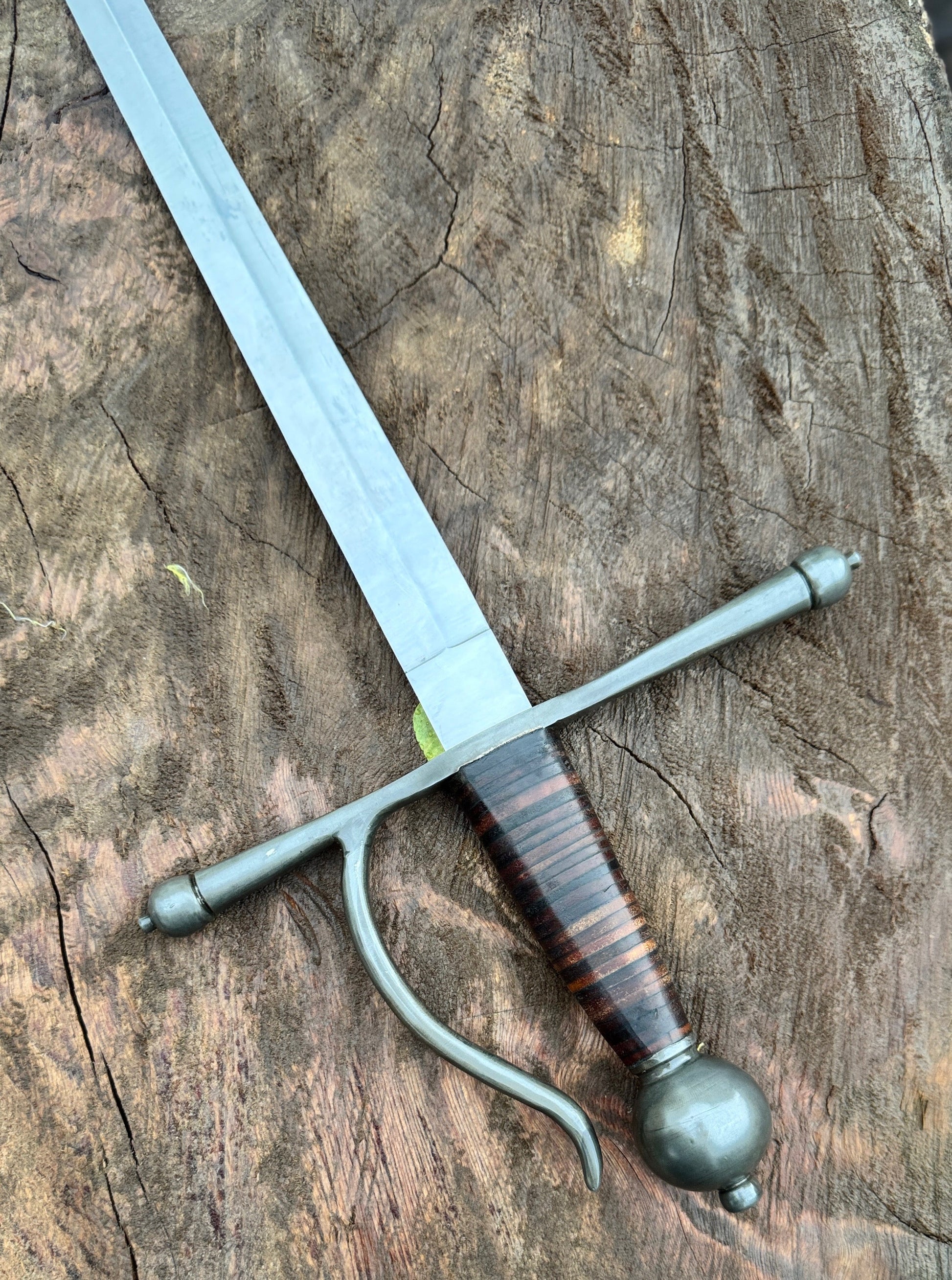Hand-Forged Medieval Rapier Sword with Leather Grip & Crossguard Unique Blades Runner