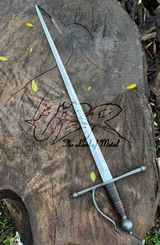 Hand-Forged Medieval Rapier Sword with Leather Grip & Crossguard Unique Blades Runner