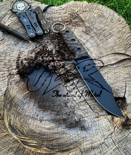 Tactical Ring Handle Knife | Serrated Combat Blade | Hex Grip | UBR Series Unique Blades Runner