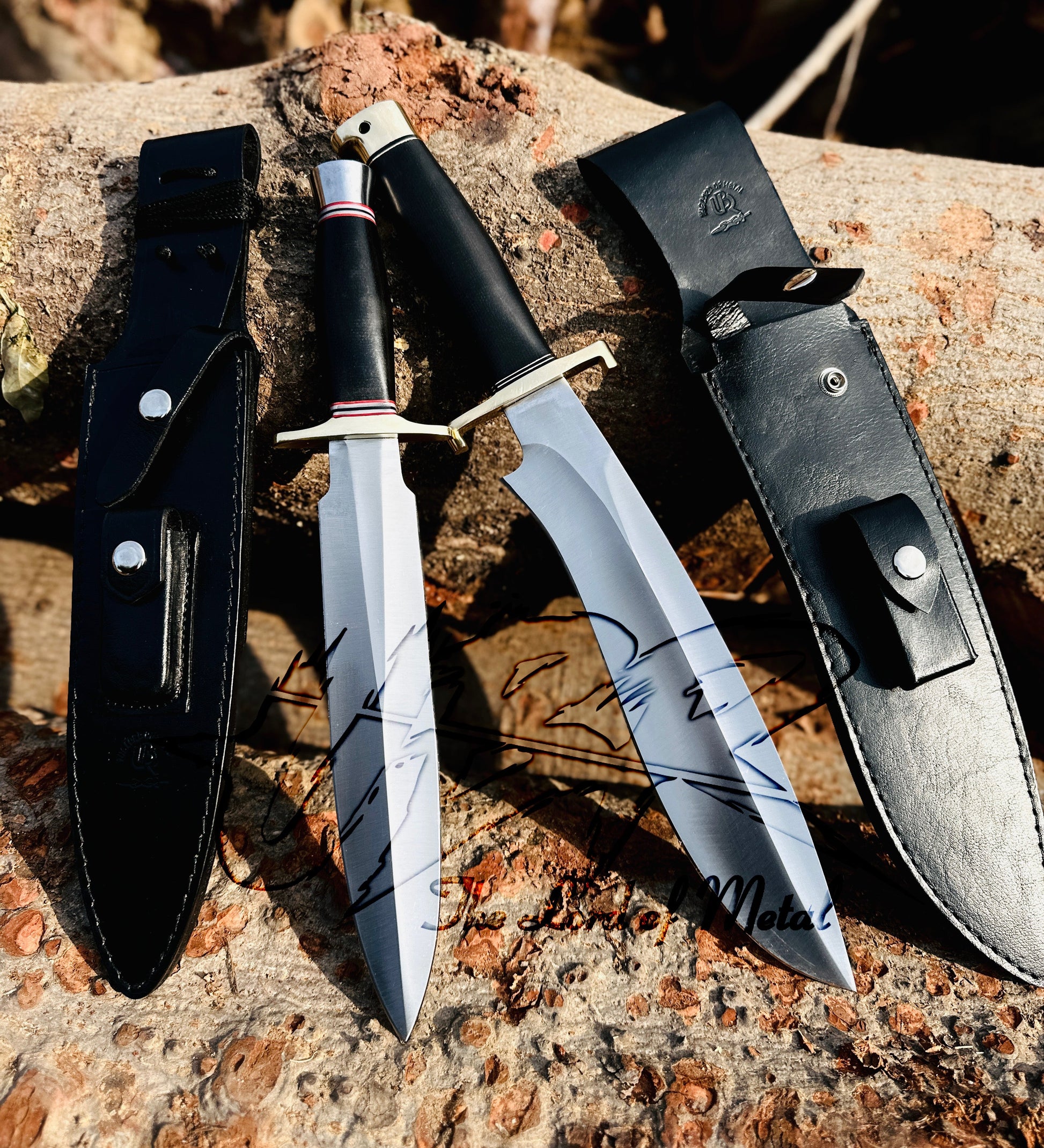 Sasquatch bowie Knife And Dagger Knife - Handmade D2 Tool Steel with Leather Sheath Unique Blades Runner