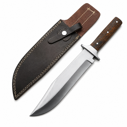 Western Bowie Knife – Handmade Fixed Blade with Wood Handle & Leather Sheath Unique Blades Runner