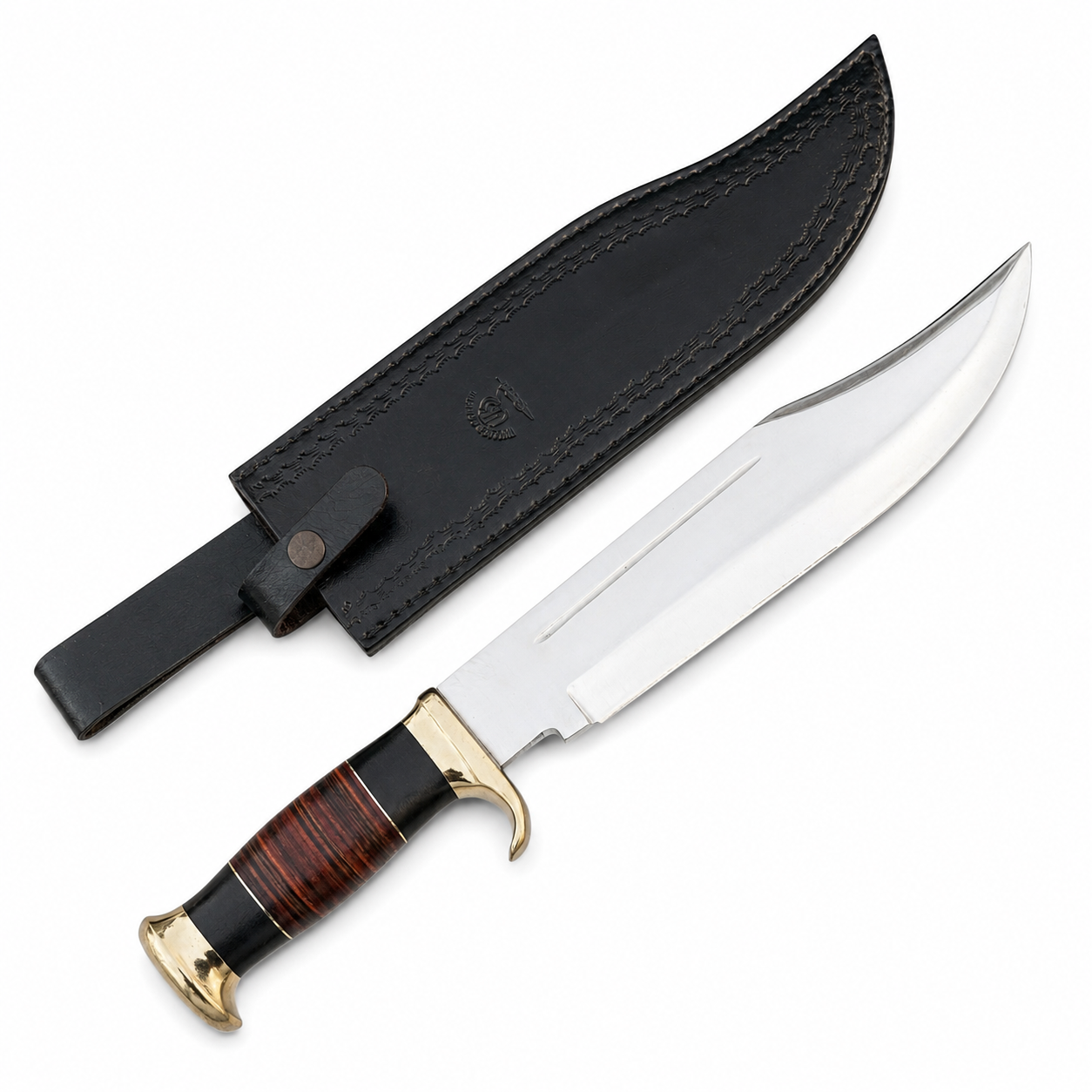 Set of 2 Crocodile Dundee Knife - D2 Tool Steel With Stacked Leather Unique Blades Runner