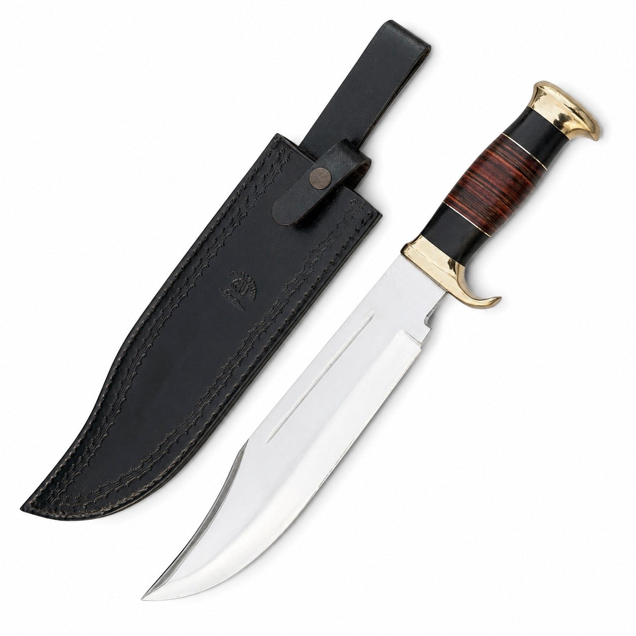 Set of 2 Crocodile Dundee Knife - D2 Tool Steel With Stacked Leather Unique Blades Runner