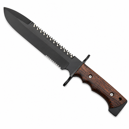 Black Bowie Knife Handmade with Sawback Blade & Wenge Handle Unique Blades Runner