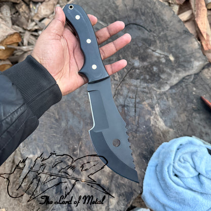 Tracker Knife – Full Tang Curved Blade with Black Micarta Handle Unique Blades Runner