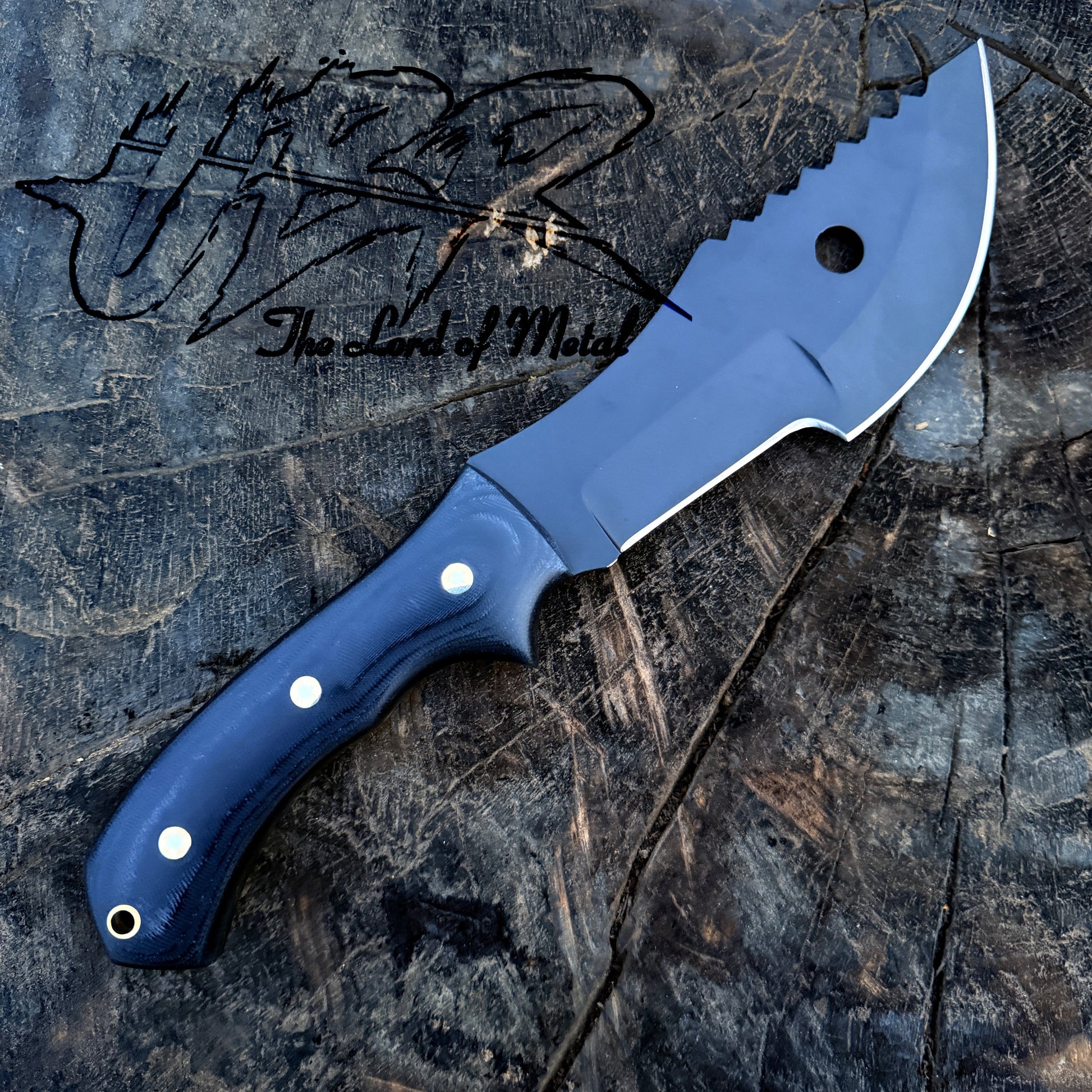 Tracker Knife – Full Tang Curved Blade with Black Micarta Handle Unique Blades Runner
