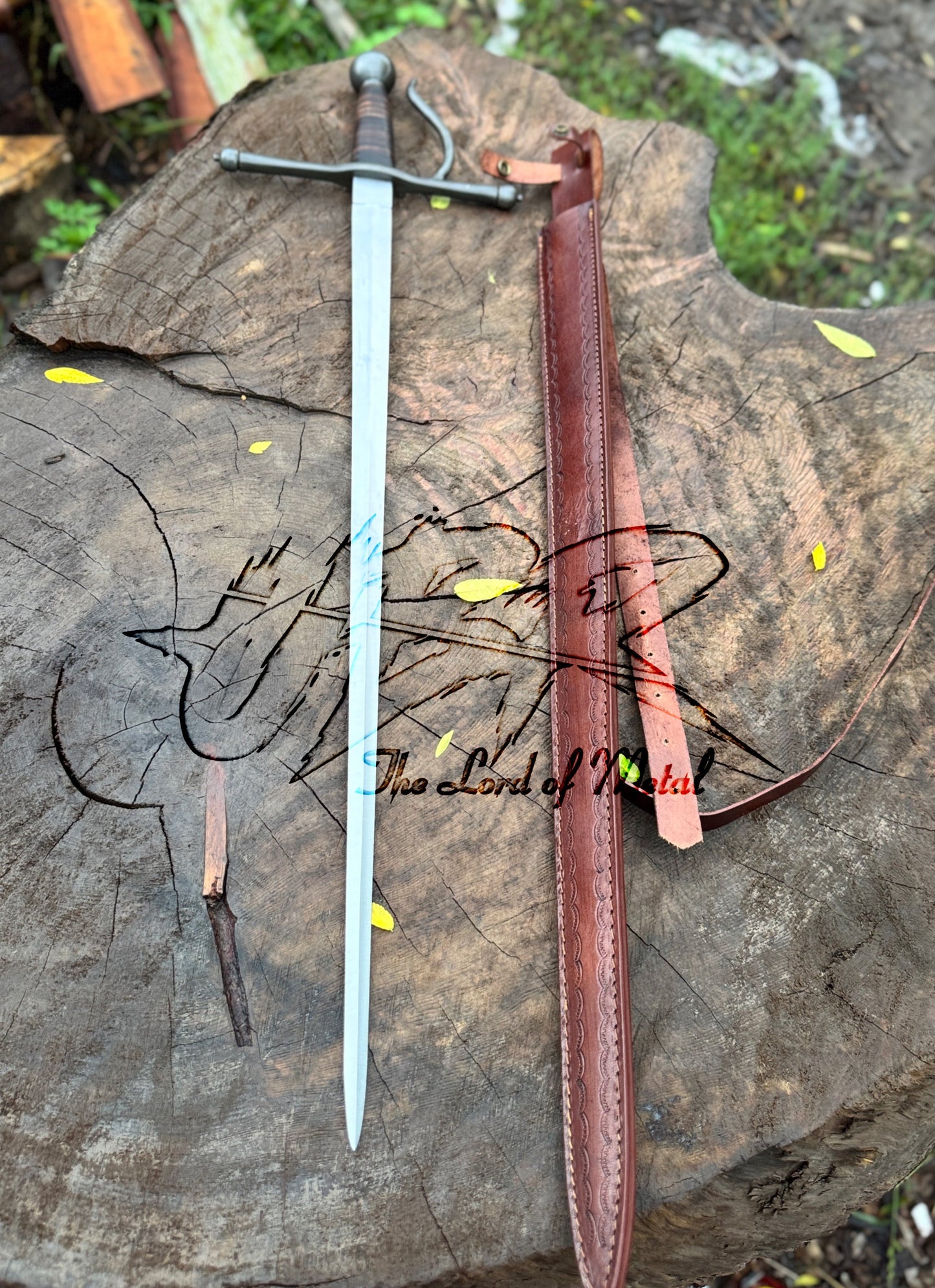 Hand-Forged Medieval Rapier Sword with Leather Grip & Crossguard Unique Blades Runner