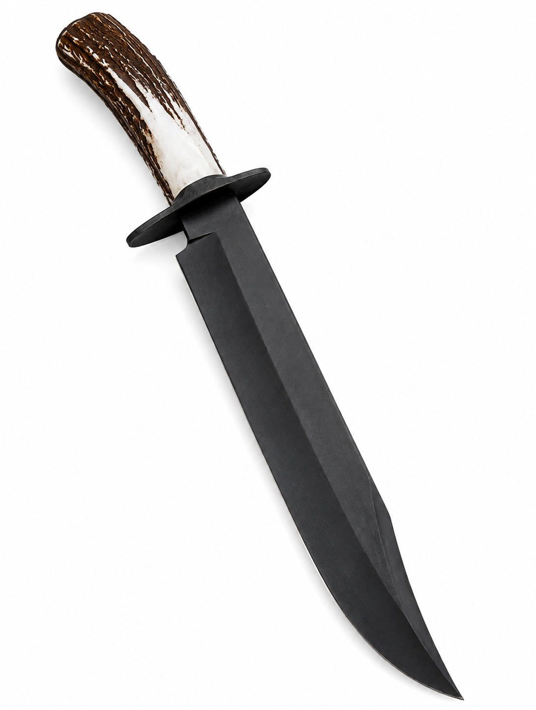 Black Bowie Knife – Handmade Large Fixed Blade with Stag Antler Handle Unique Blades Runner