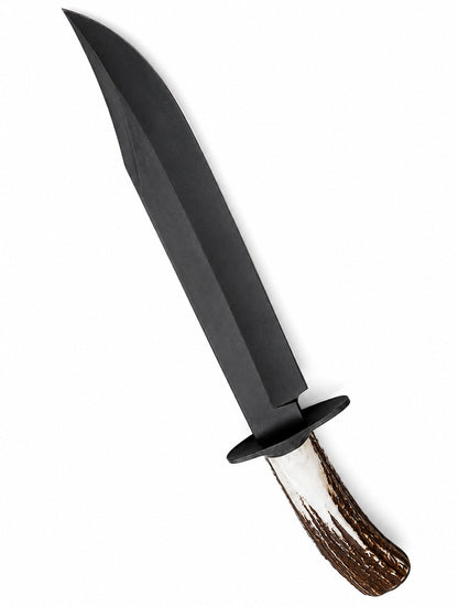 Black Bowie Knife – Handmade Large Fixed Blade with Stag Antler Handle Unique Blades Runner
