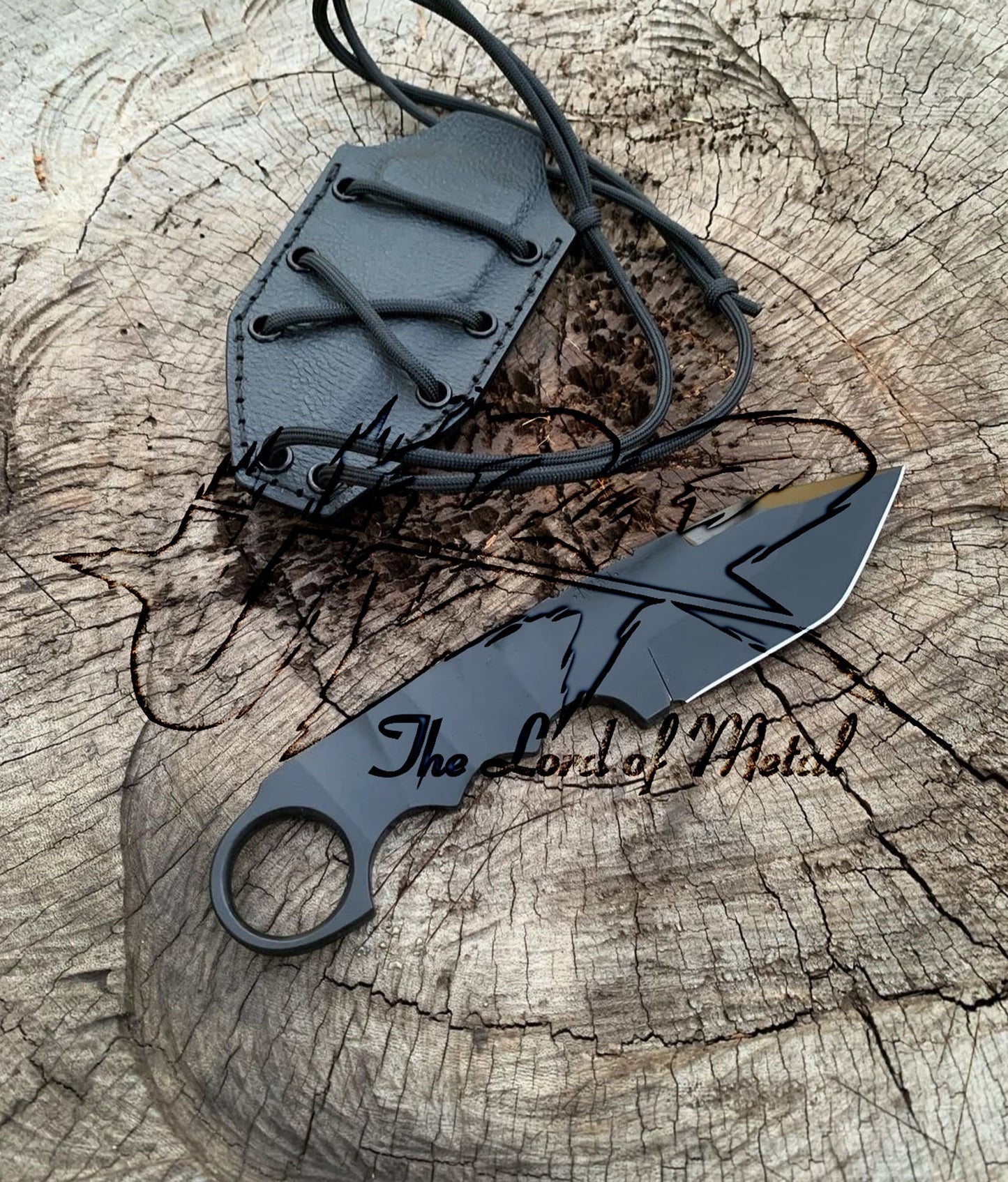 Tactical Neck Knife Full Tang | Black Ring Blade with Sheath – UBR Series Unique Blades Runner