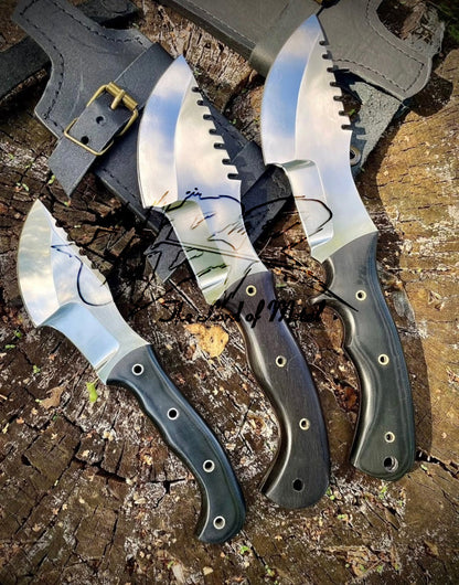 Custom Handmade Tracker Knives Set of 3 | Full Tang Hunting & Survival Knives Unique Blades Runner