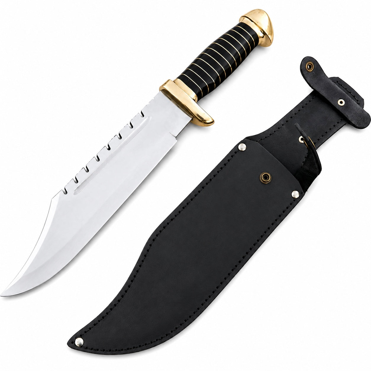 Brass Guard Bowie Knife - Handmade Large Fixed Blade Unique Blades Runner
