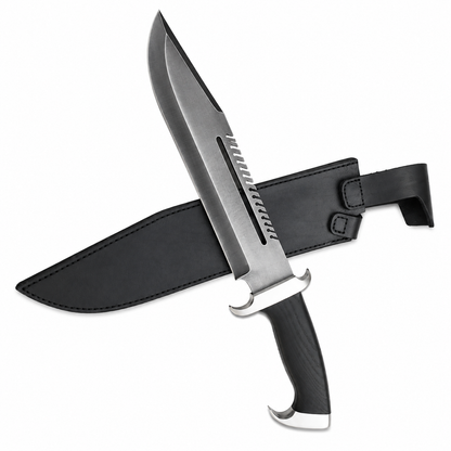 Survival Bowie Knife – Handmade Large Sawback Fixed Blade with Black Handle Unique Blades Runner
